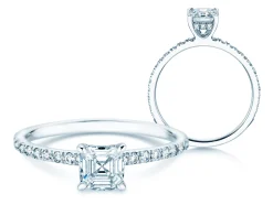 Diamantring Asscher Cut Pavé