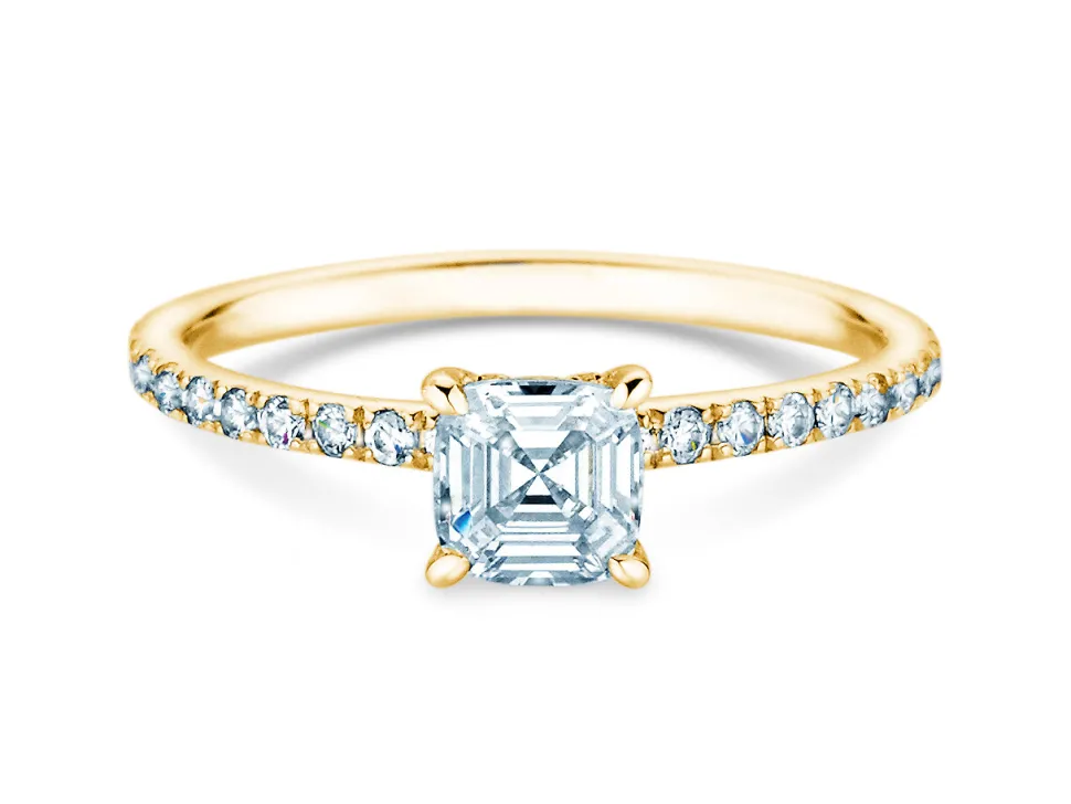 Diamantring Asscher Cut Pavé