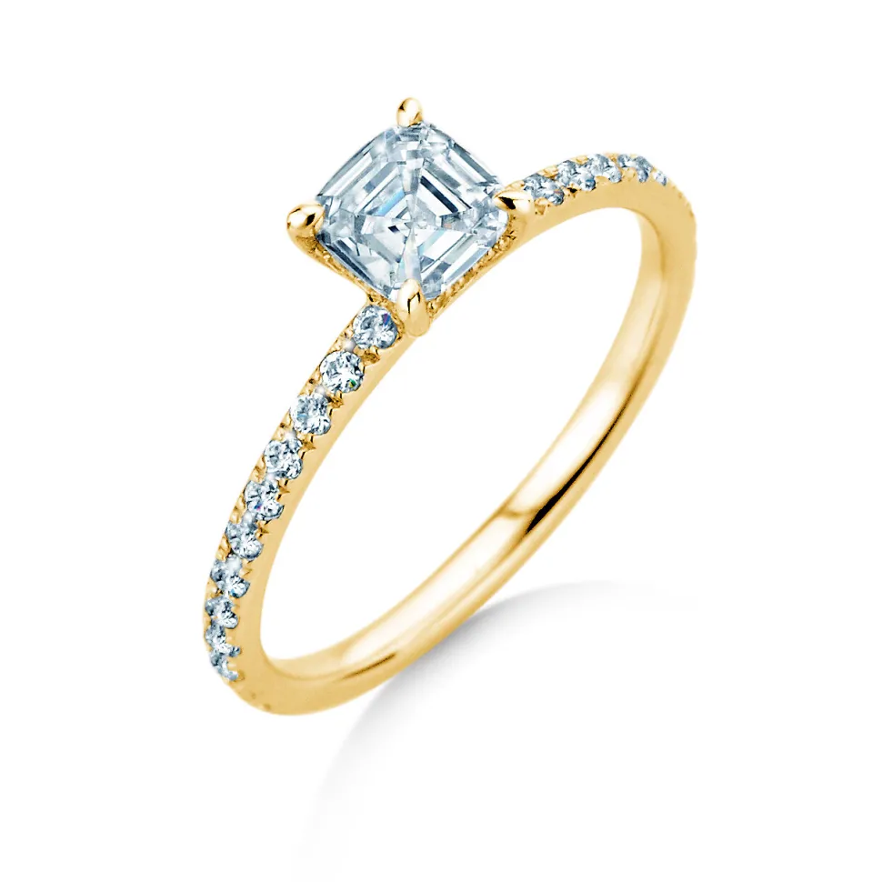 Diamantring Asscher Cut Pavé