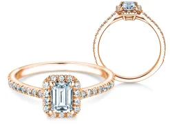 Diamantring Emerald Halo Pavé