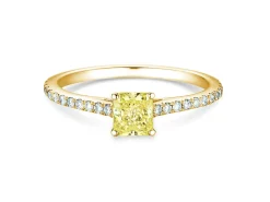 Diamantring Fancy Yellow Cushion Pavé