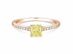 Diamantring Fancy Yellow Cushion Pavé