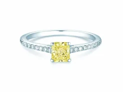 Diamantring Fancy Yellow Cushion Pavé