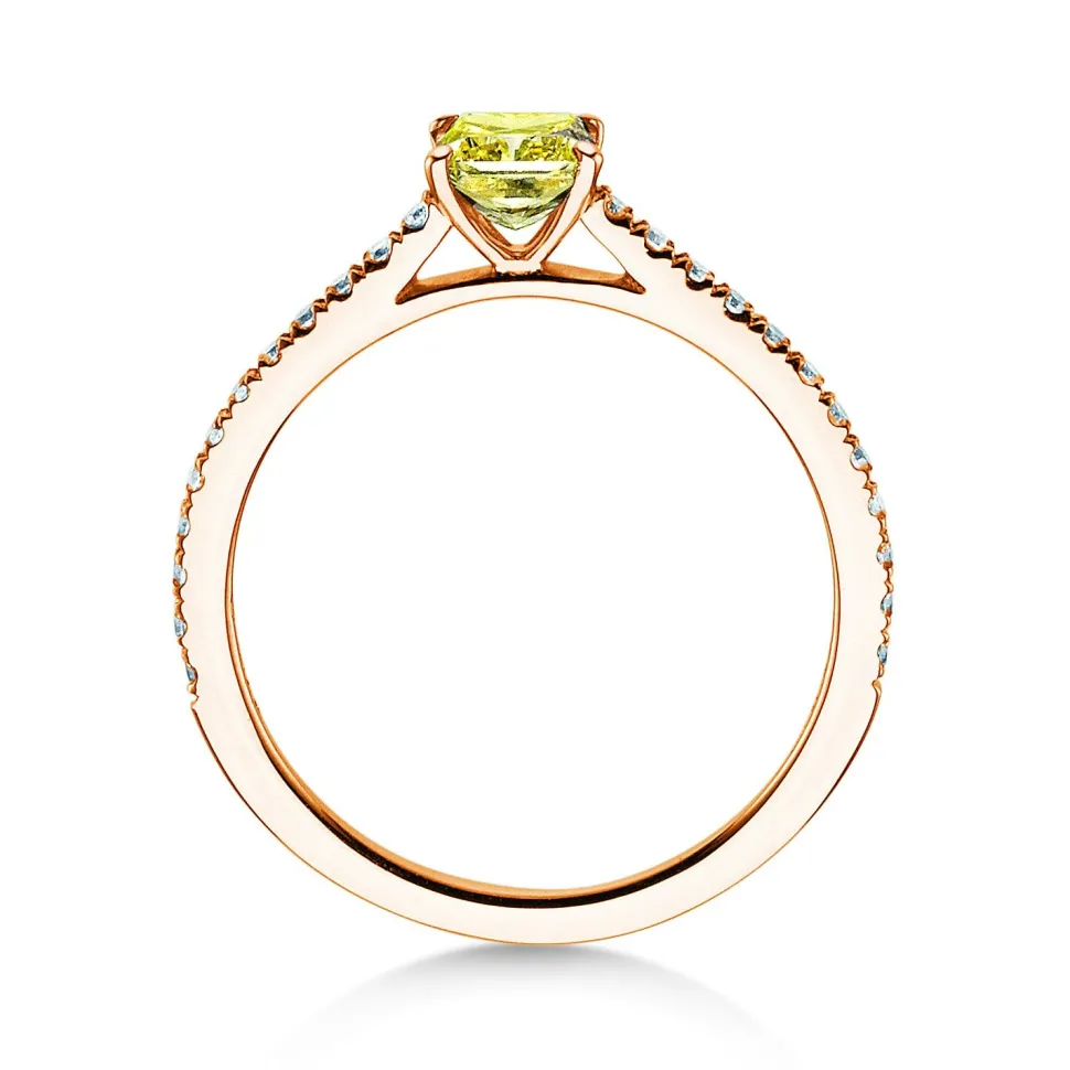 Diamantring Fancy Yellow Cushion Pavé