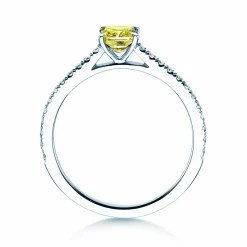 Diamantring Fancy Yellow Cushion Pavé