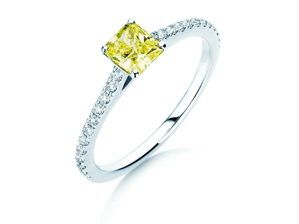 Diamantring Fancy Yellow Cushion Pavé