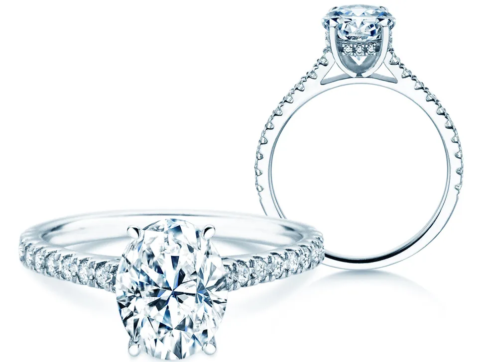Diamantring Oval Hidden Halo Pavé