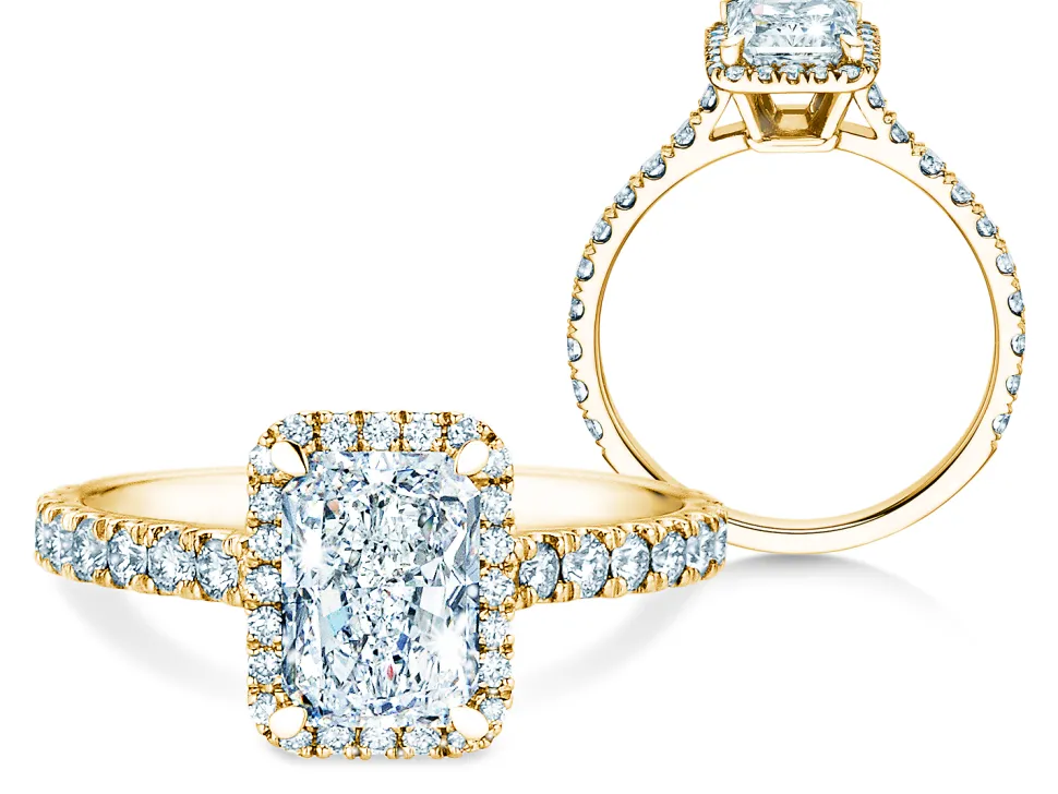 Diamantring Radiant Halo Pavé