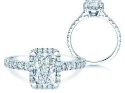 Diamantring Radiant Halo Pavé