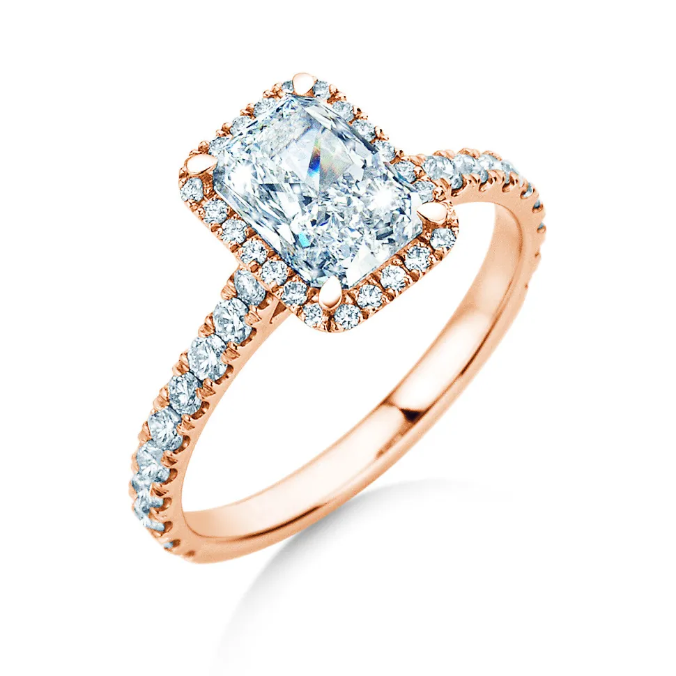 Diamantring Radiant Halo Pavé