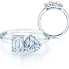 Diamantring Toi et Moi Emerald & Heart