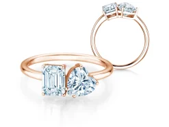 Diamantring Toi et Moi Emerald & Heart
