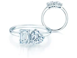 Diamantring Toi et Moi Emerald & Heart
