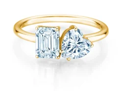 Diamantring Toi et Moi Emerald & Heart