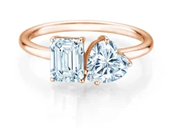 Diamantring Toi et Moi Emerald & Heart