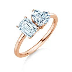 Diamantring Toi et Moi Emerald & Heart