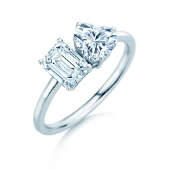 Diamantring Toi et Moi Emerald & Heart