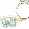 Diamantring Toi et Moi Pear & Emerald