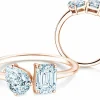 Diamantring Toi et Moi Pear & Emerald