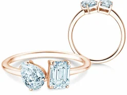 Diamantring Toi et Moi Pear & Emerald
