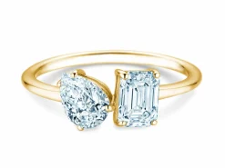 Diamantring Toi et Moi Pear & Emerald