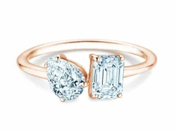 Diamantring Toi et Moi Pear & Emerald