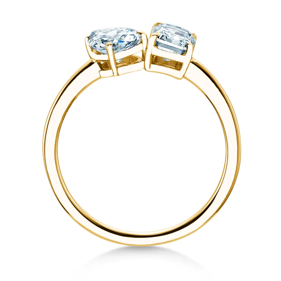 Diamantring Toi et Moi Pear & Emerald