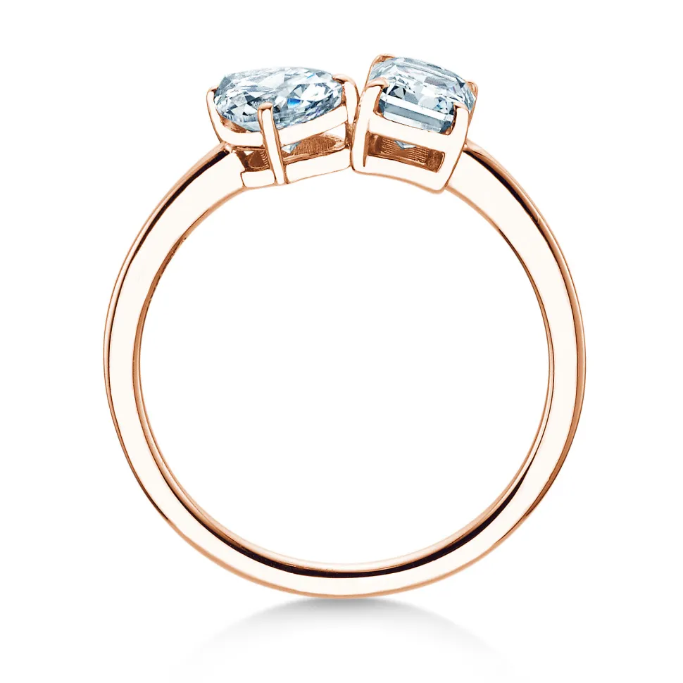 Diamantring Toi et Moi Pear & Emerald