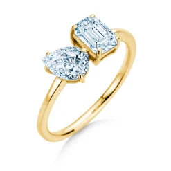 Diamantring Toi et Moi Pear & Emerald
