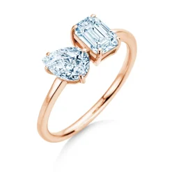 Diamantring Toi et Moi Pear & Emerald