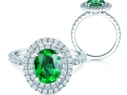 Farbsteinring Double Halo