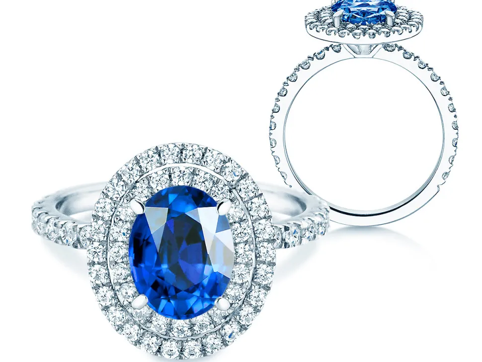 Farbsteinring Double Halo