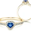 Farbsteinring Heart Saphir