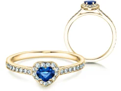 Farbsteinring Heart Saphir