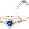 Farbsteinring Heart Saphir