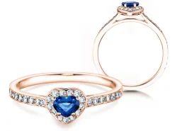 Farbsteinring Heart Saphir
