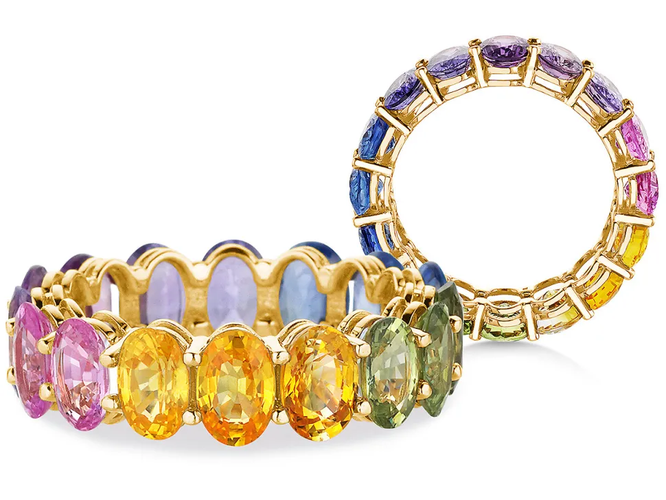 Farbsteinring Rainbow Oval