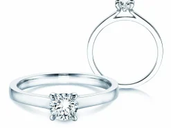 Solitärring Modern - Solitärring mit 4er Krappenfassung und Diamant