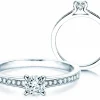 Solitärring Modern Pavé mit funkelnden Diamanten